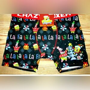 MENS CRAZY BOXER‎ SPONGEBOB CHRISTMAS BOXER BRIEF SIZE M